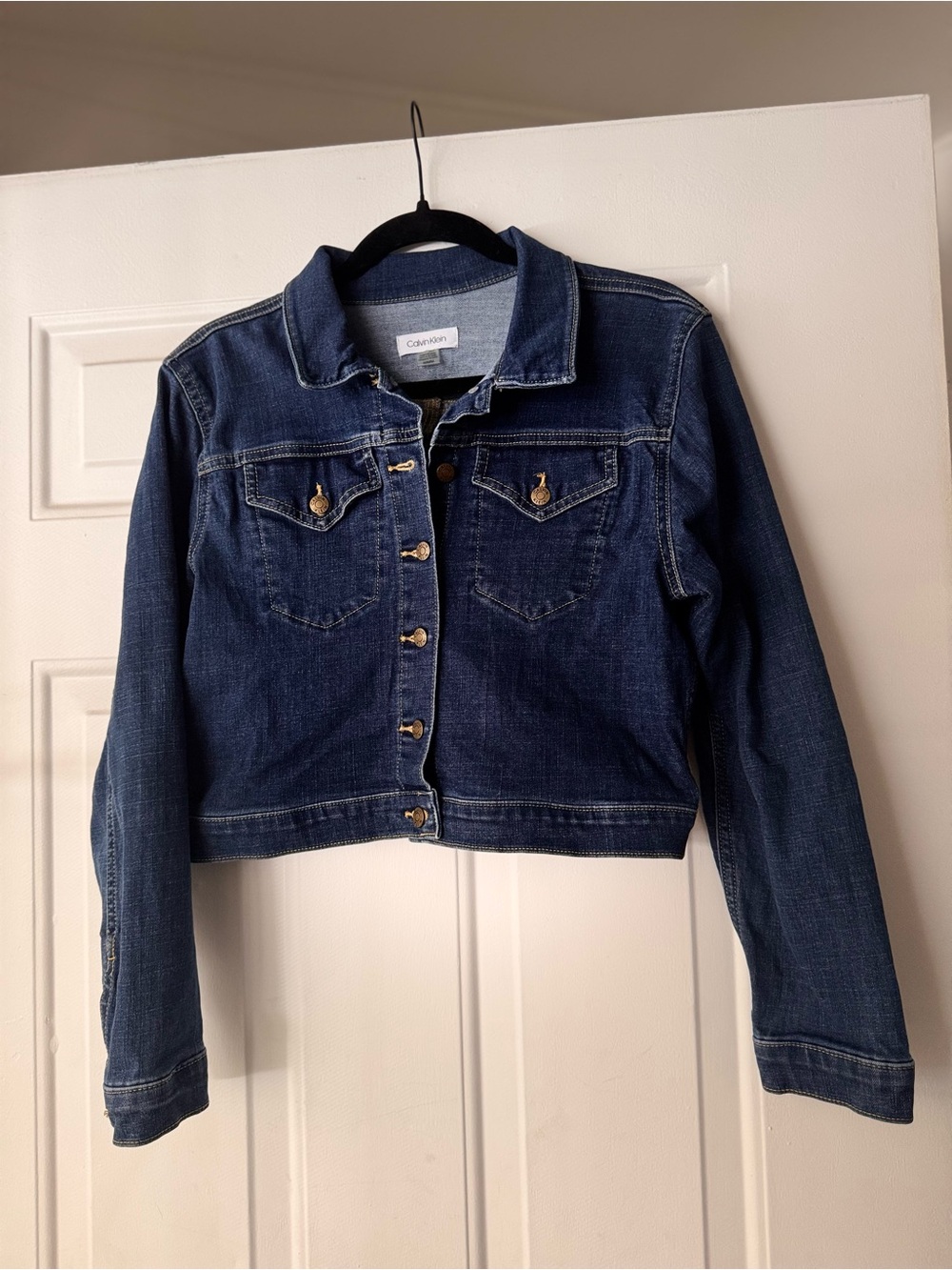 Calvin Klein Women's Dark Blue Denim Jean Jacket